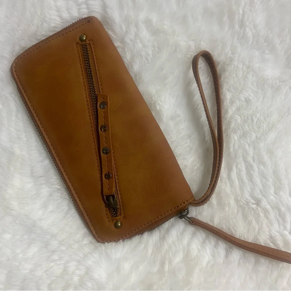 Free People Brown Vegan Leather Wristlet